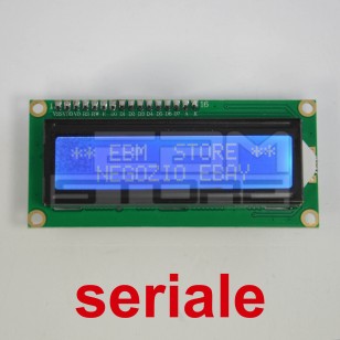 Display SERIALE BLU 16x2 - PCF8574 IIC/I2C LCD retroilluminato 